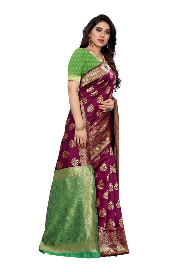 Vamika Banarasi Jacquard Weaving Wine Saree (Dangal Wine)