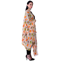 Thumbnail for SWI Stylish Women's Embroidered Phulkari Chiffon White Dupatta