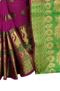 Thumbnail for Vamika Banarasi Cotton Silk Pink Weaving Saree