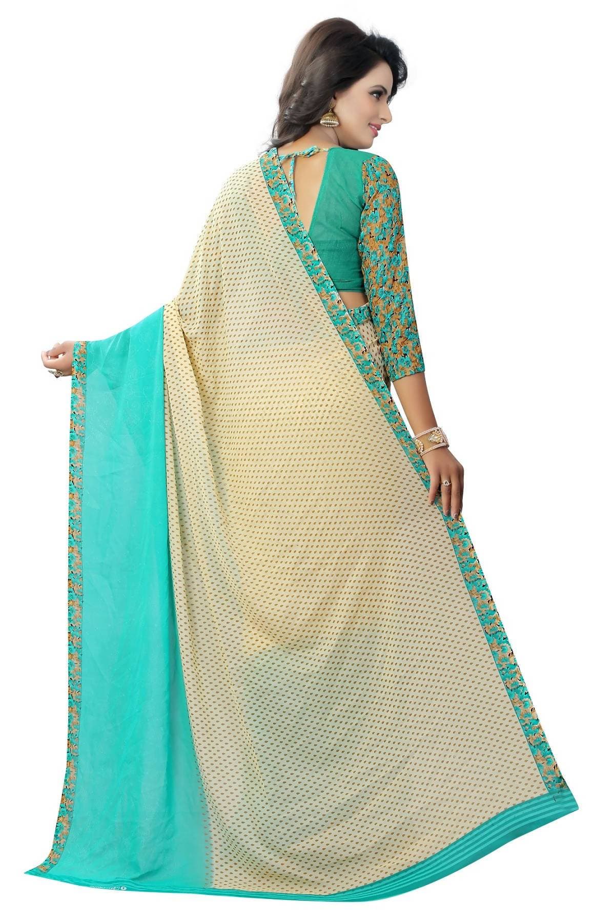 Vamika Rama Green Georgette Printed Contemporary Saree (PADING RAMA)
