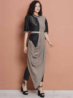 Thumbnail for Women Republic Black Cotton Blended Set with Attached Drape - Distacart