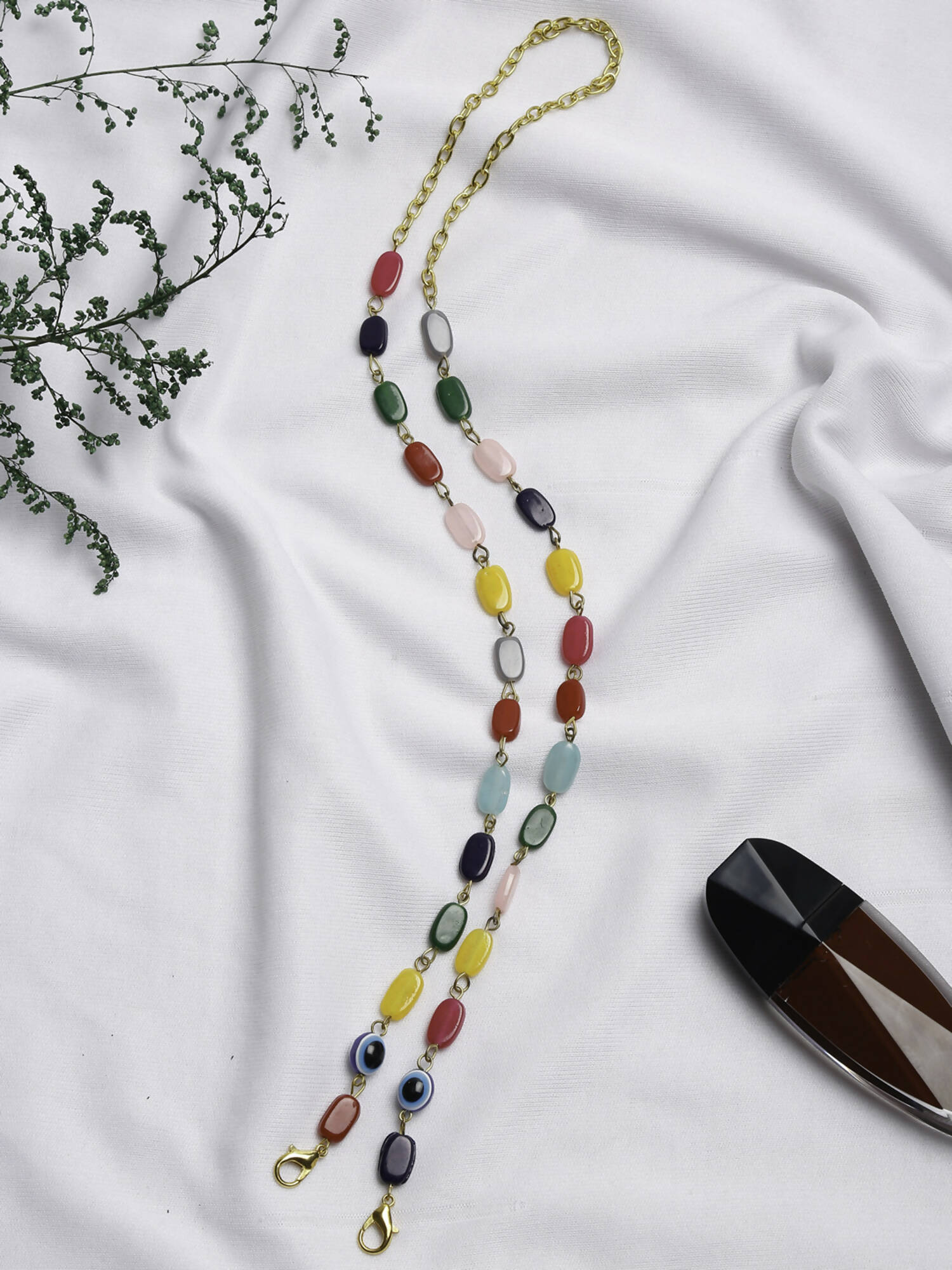 Multicolored Beaded Evil Eye Mask Chain - Ruby Raang - Distacart