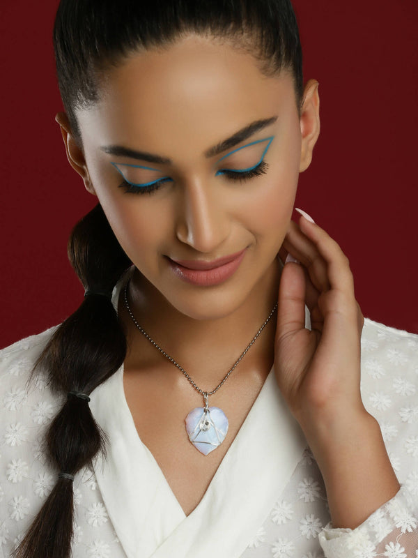 Women's Silver-Toned Blue Silver-Plated Handcrafted Chain - Ruby Raang - Distacart