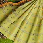 Thumbnail for Exclusive Collection 100% Pure Cotton Light Green Tant Saree With Hand Weaving Work - Distacart