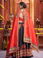 Thumbnail for Myra Black Art Silk Gamthi Work Designer Lehenga - Distacart