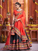 Thumbnail for Myra Black Art Silk Gamthi Work Designer Lehenga - Distacart