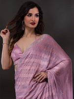 Thumbnail for Koskii Lavender Embellished Beads and Stones Poly Crepe Saree - Distacart