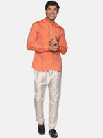 Thumbnail for Sethukrishna Mens Orange Kurta with Pyjamas - Distacart