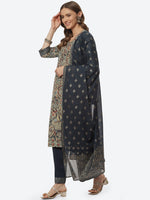 Thumbnail for Biba Women Blue Ethnic Motifs Printed Kurta with Palazzos & With Dupatta - Distacart