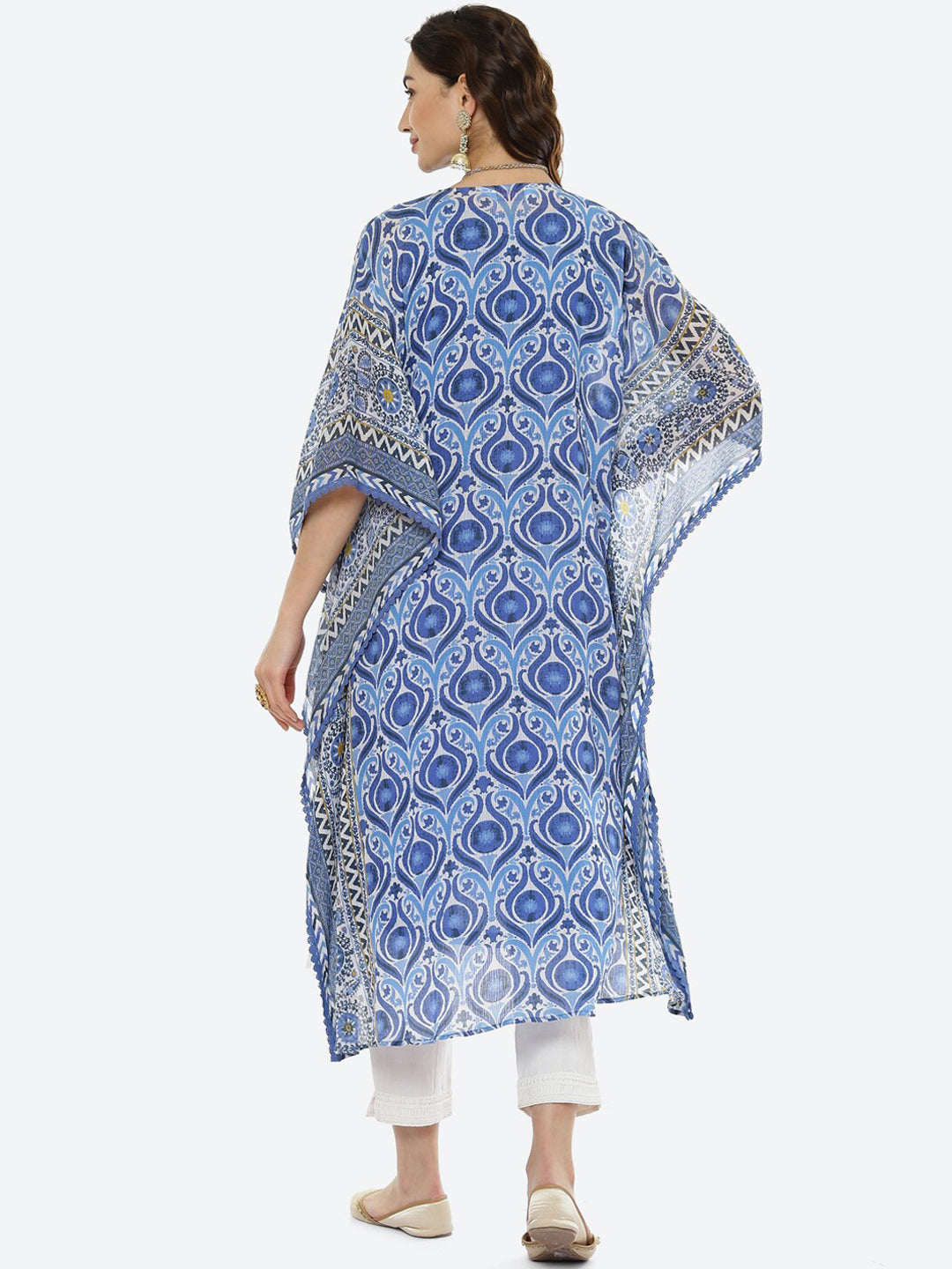 Biba Women White Ethnic Motifs Printed Pure Cotton Kurti with Trousers - Distacart