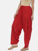 Thumbnail for Souchii Red Solid Regular-Fit High-Rise Patiala - Distacart