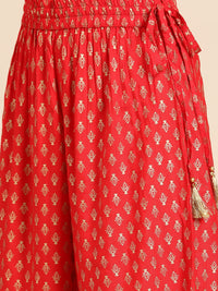 Thumbnail for Sangria Women Red Ethnic Motifs Printed Kurta with Palazzos - Distacart