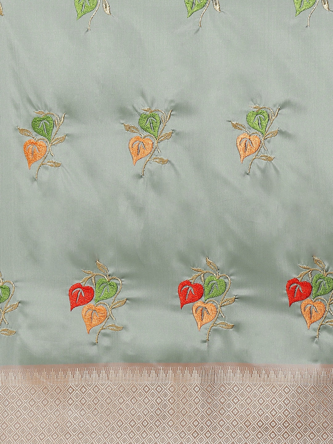 Mitera Blue Floral Embroidered Chanderi Saree - Distacart