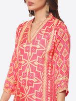 Thumbnail for Biba Women Fuchsia Printed Kurta with Trousers & With Dupatta - Distacart
