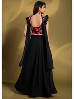 Thumbnail for Myra Black Georgette Embroidered Designer Lehenga - Distacart