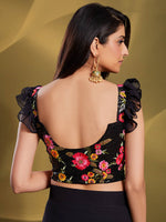 Thumbnail for Myra Black Georgette Embroidered Designer Lehenga - Distacart
