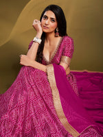 Thumbnail for Myra Pink Crepe Embroidered Designer Lehenga - Distacart