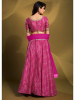 Thumbnail for Myra Pink Crepe Embroidered Designer Lehenga - Distacart