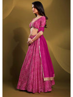 Thumbnail for Myra Pink Crepe Embroidered Designer Lehenga - Distacart