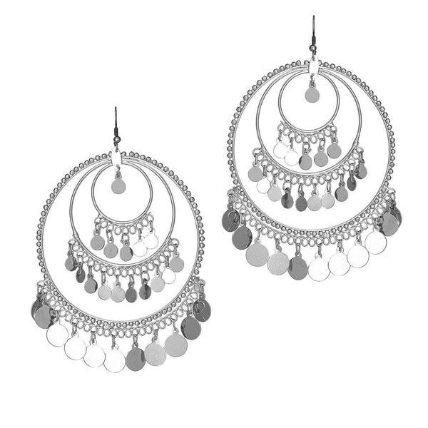 Silver-Plated Alloy Round Silver Earrings - The Pari - Distacart