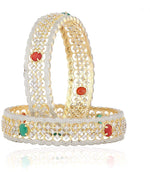 Thumbnail for Gold-Plated Alloy American Diamond Broad Multi Bangle Set - The Pari - Distacart