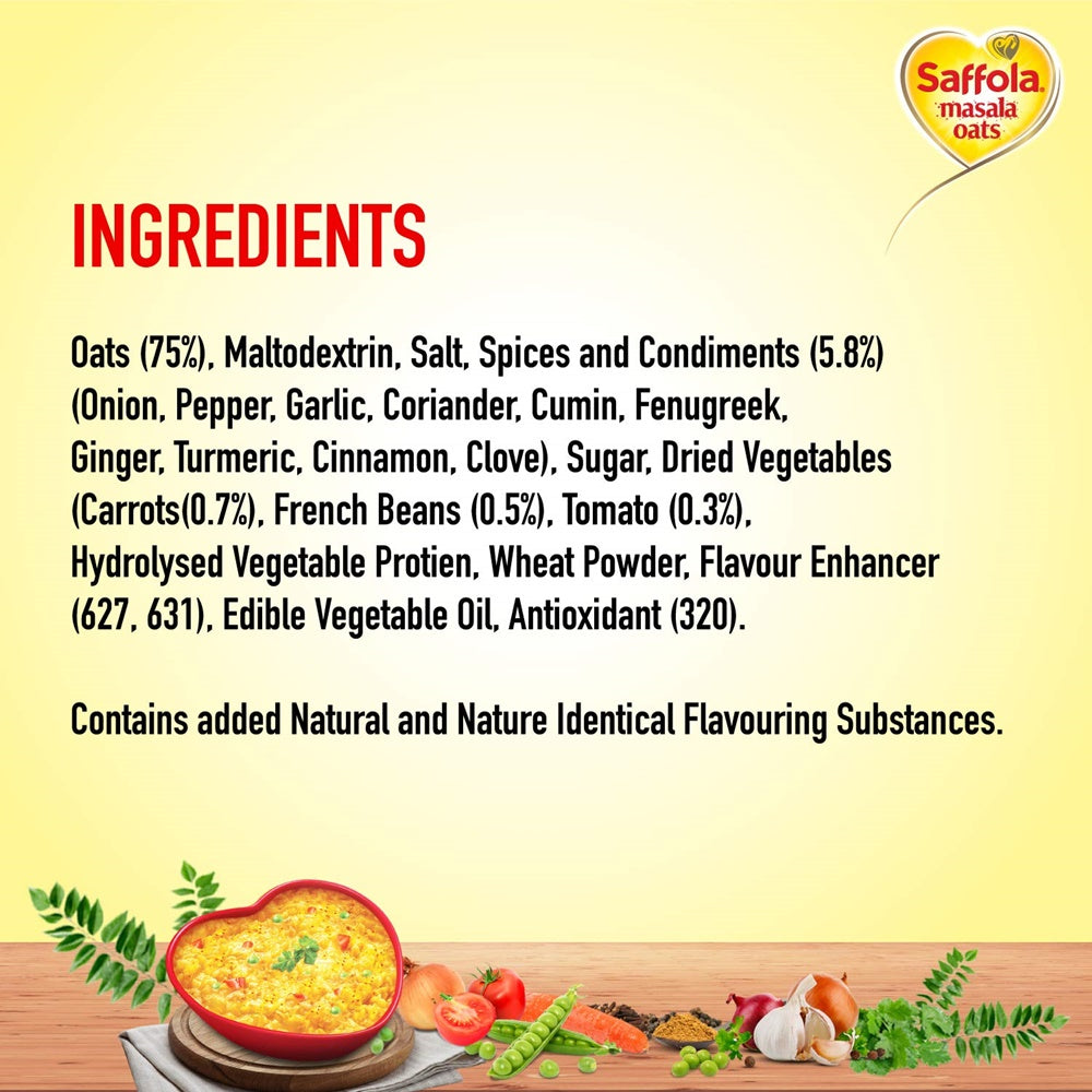 Saffola Masala Oats (Peppy Tomato) ingredients