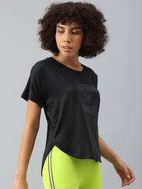 Thumbnail for MKH Women Typography Printed Dri-FIT Sports T-shirt - Distacart
