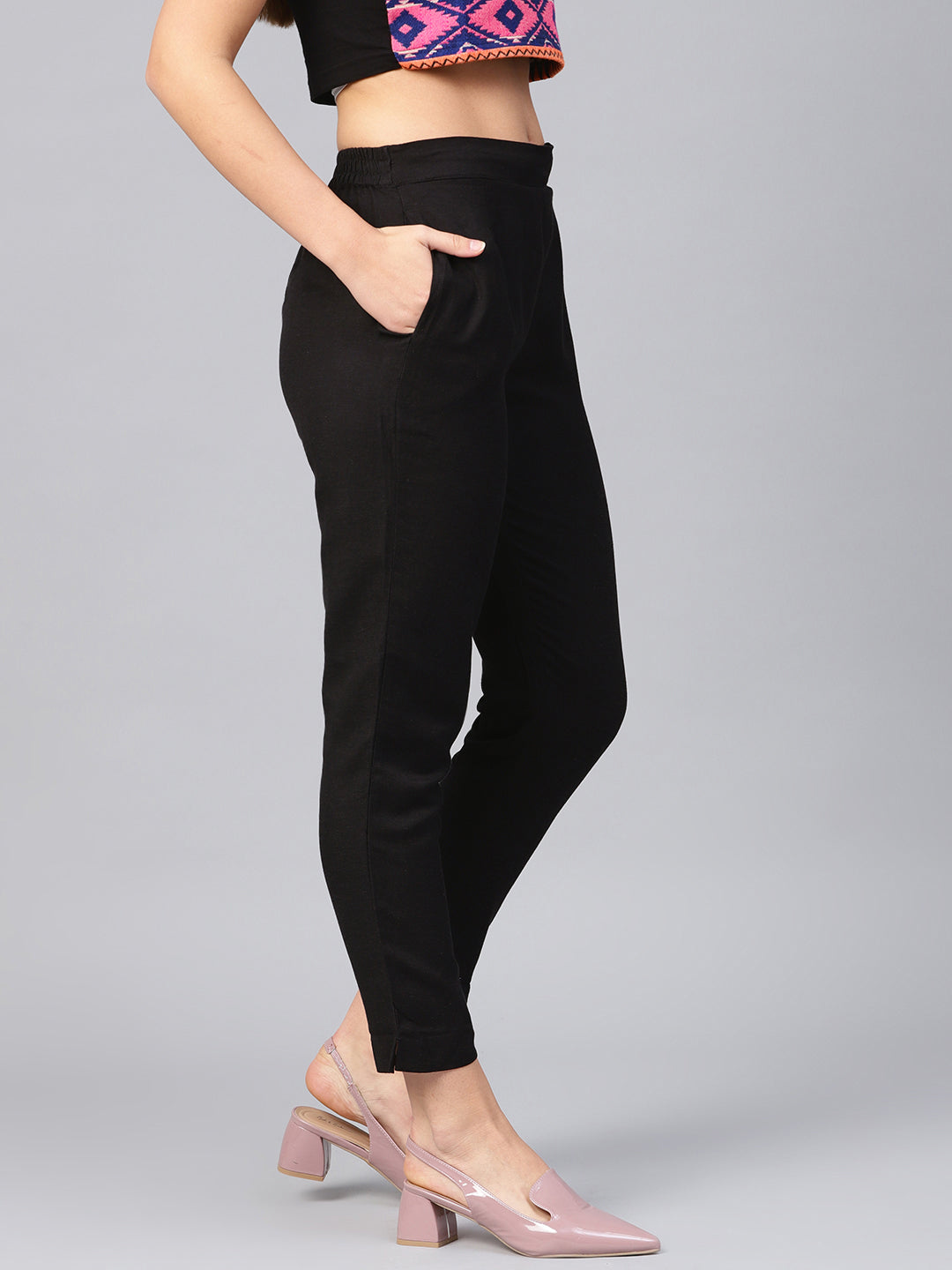 Juniper Women Black Rayon Flex Solid Slim Fit Pant/Slim Pant - Distacart