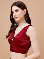 Thumbnail for Tikhi Imli V-Neck Organza Saree Blouse - Distacart