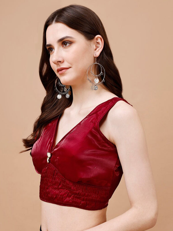 Tikhi Imli V-Neck Organza Saree Blouse - Distacart