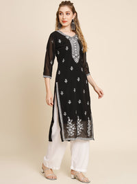 Thumbnail for HERE&NOW Ethnic Motifs Embroidered Sequined Georgette Kurta - Distacart