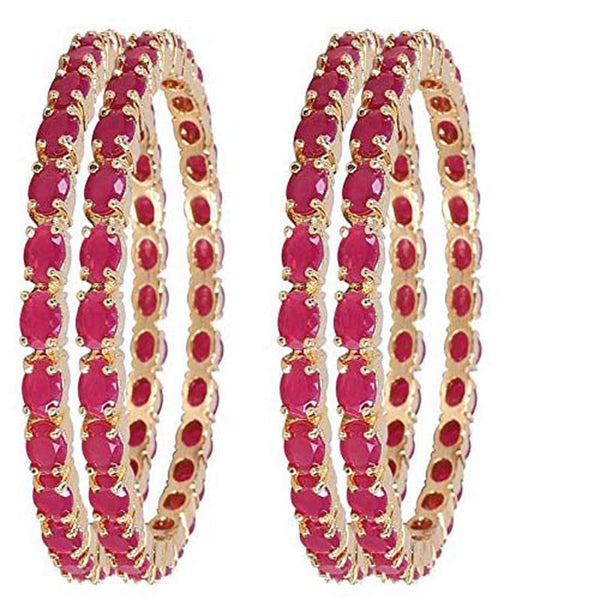 Gold-Plated Alloy Ruby Ad 4 Bangles Set - The Pari - Distacart