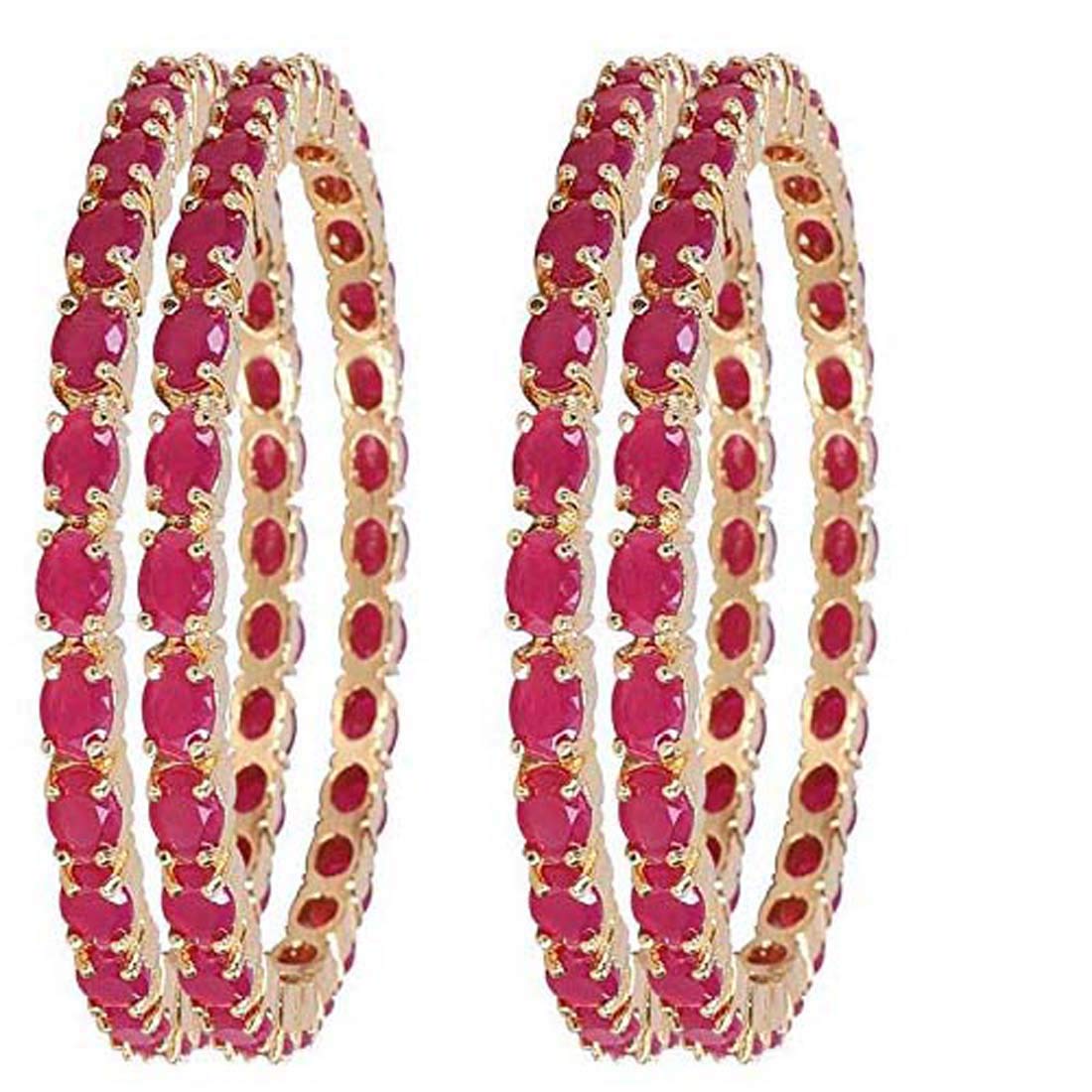 Gold-Plated Alloy Designer Ruby Combo Of Ad Bangles - The Pari - Distacart