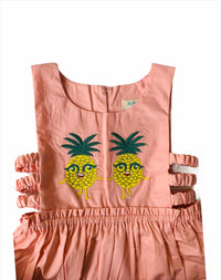 Thumbnail for ArthLife Peach Pineapple Embroidered Dress - Distacart