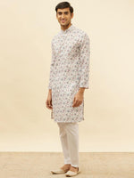 Thumbnail for Manyavar Floral Printed Regular Kurta with Pyjamas - Distacart