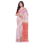 Thumbnail for Desh Bidesh Women's Zari Karat Resham Dhakai Jamdani Bengal Pure Cotton Handloom Saree Whole Body Design Without Blouse Piece - Distacart