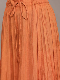 Thumbnail for Ritu Kumar Women Rust Orange Pure Cotton Paisley Printed Kurta with Sharara & Dupatta - Distacart