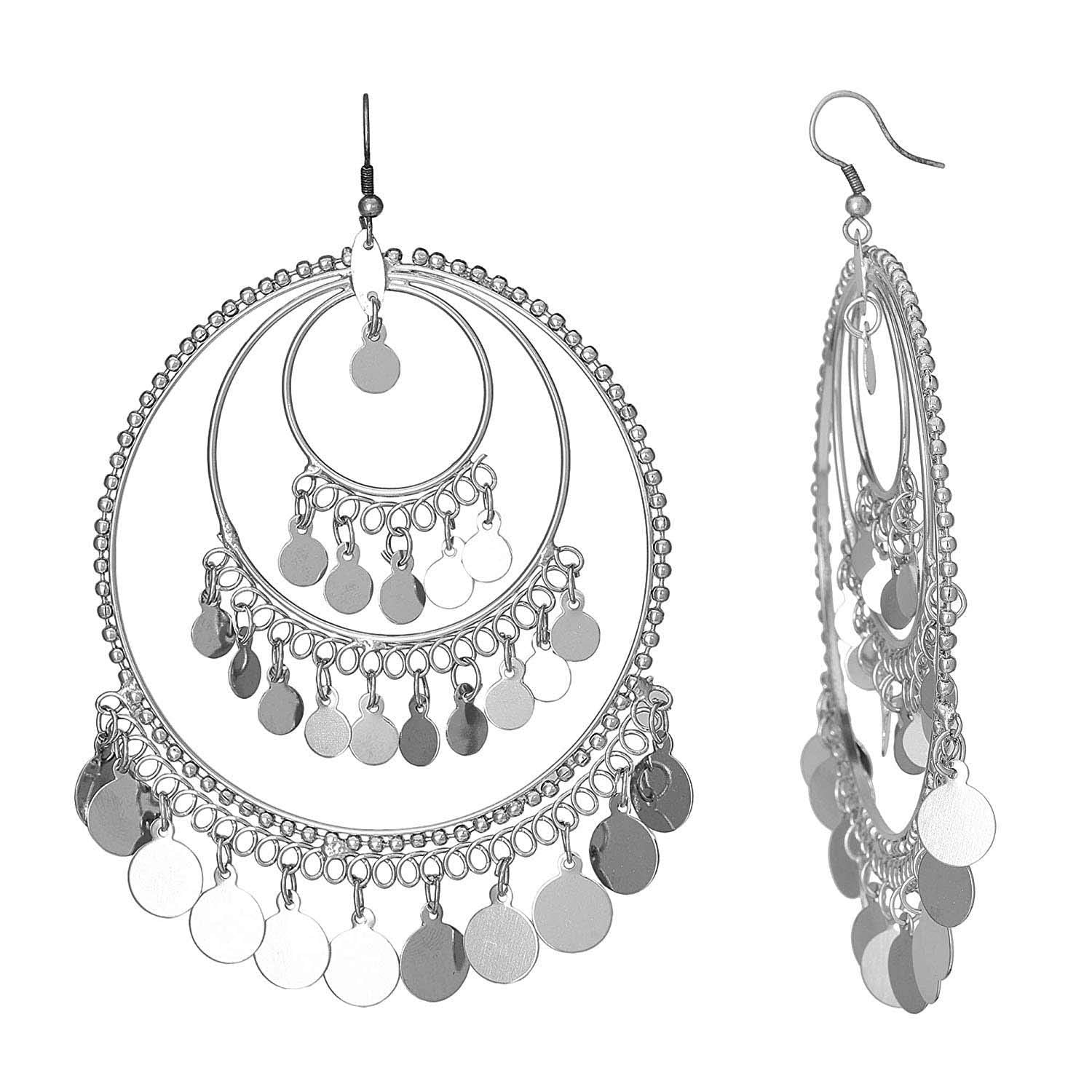 Silver-Plated Alloy Round Silver Earrings - The Pari - Distacart