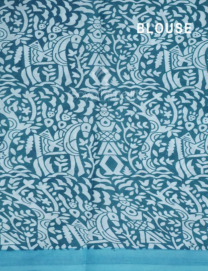 Shades of Sky Blue With Polka Print Munga Cotton Saree By Gayathri Reddy Designer Studio - Distacart