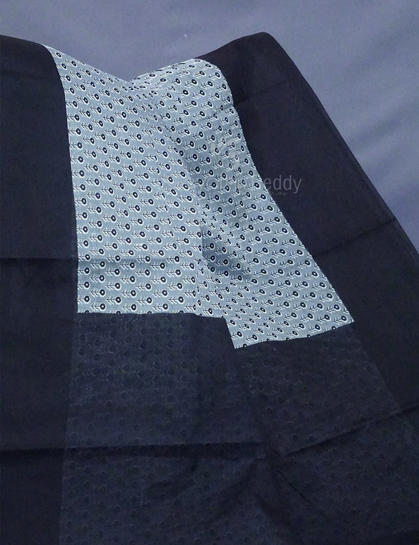Grey Colour Floral Print Pure Mulmul Cotton Saree By Gayathri Reddy Designer Studio - Distacart
