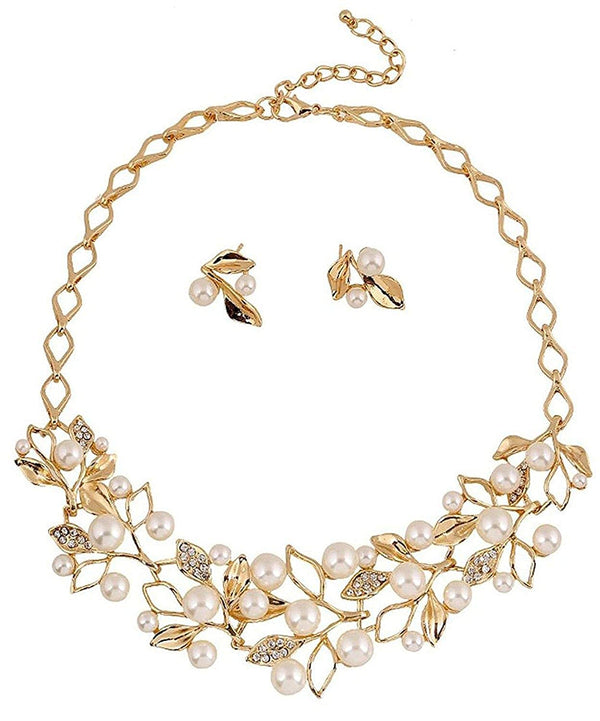 Gold-Toned Alloy Pearl Studded Long Haar Necklace - The Pari - Distacart