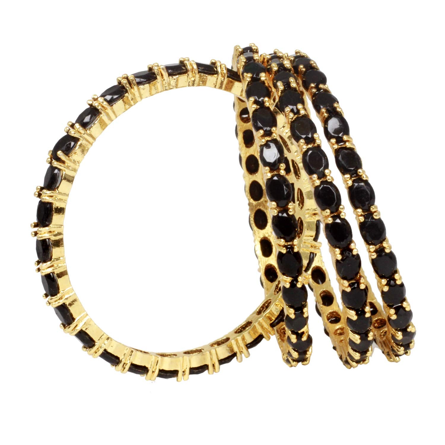 Gold-Plated Alloy Designer Black Combo Of Ad Bangles - The Pari - Distacart
