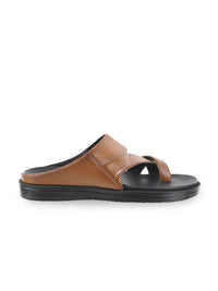 Thumbnail for Mochi Tan Brown Leather Comfort Sandals For Men - Distacart