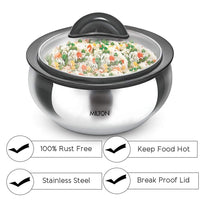 Thumbnail for Milton Stainless Steel Casserole with Glass Lid - Set of 3 - Distacart