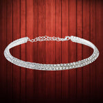 Thumbnail for Silver-Toned Alloy Double Line Silver Choker Necklace - The Pari - Distacart