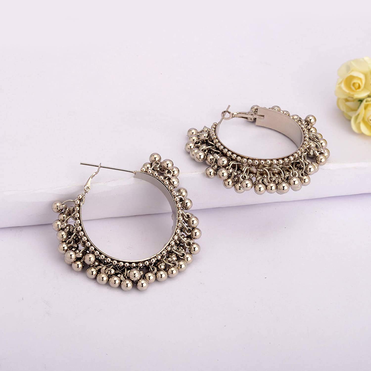 Silver-Plated Alloy Silver Hoop Earrings - The Pari - Distacart