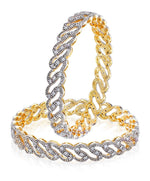 Thumbnail for Gold-Plated Alloy Chand Tara American Diamond Studded Bangle Set - The Pari - Distacart