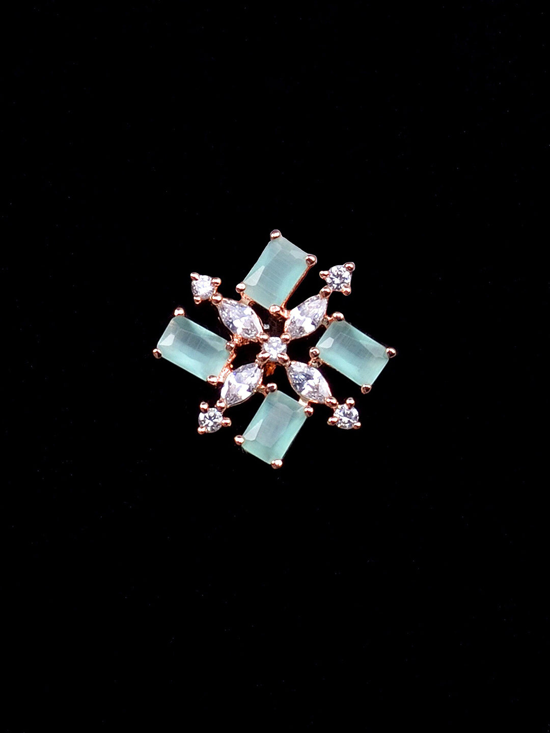 Saraf RS Jewellery Sea Green & Rose Gold-Plated American Diamond Studded Jewellery Set - Distacart