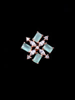 Thumbnail for Saraf RS Jewellery Sea Green & Rose Gold-Plated American Diamond Studded Jewellery Set - Distacart