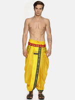 Thumbnail for Sethukrishna Men Yellow Solid Readymade Dhoti Pants - Distacart